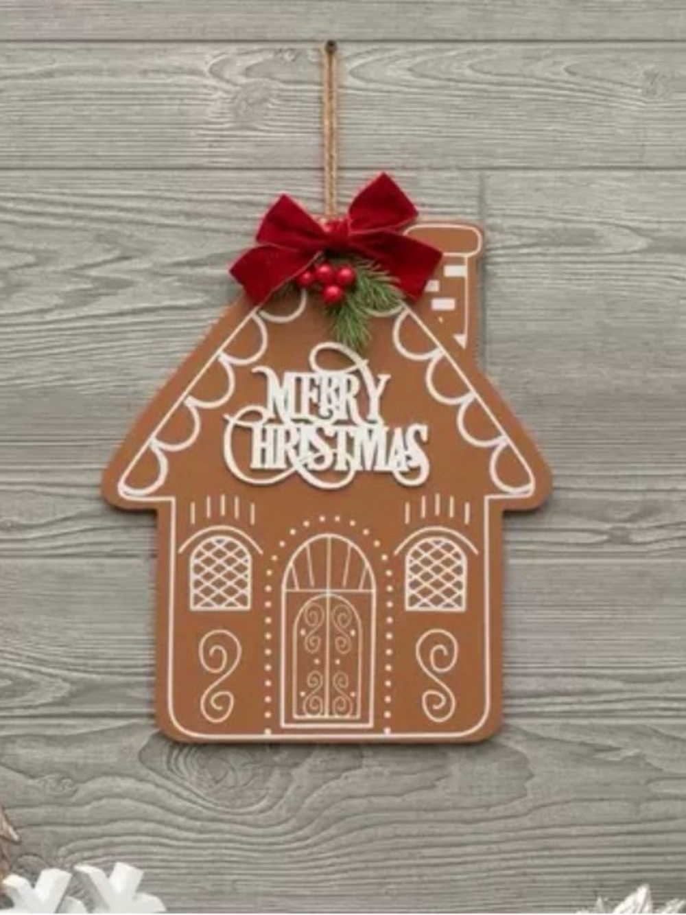 Merry Christmas Gingerbread House Wood Wall Decor Holiday Gingerbread House Wall